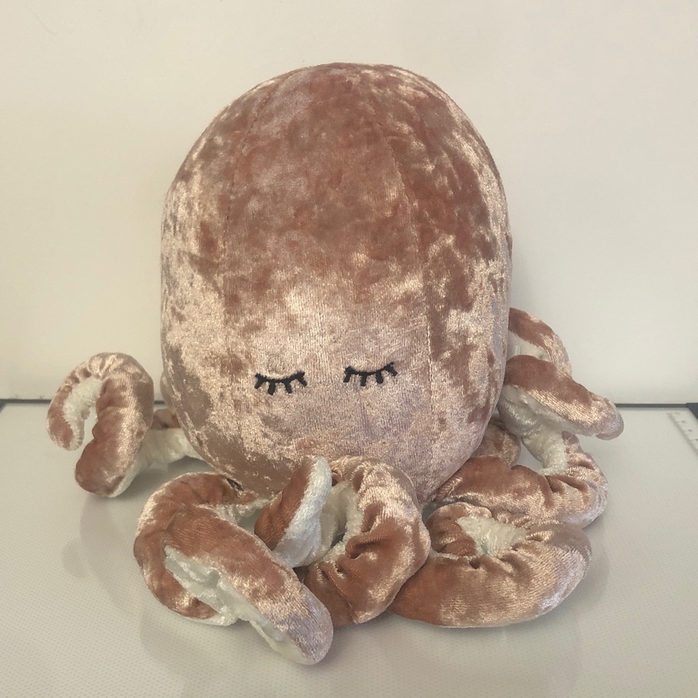 Plush Velvet Octopus Toy - Soft Rose Taupe